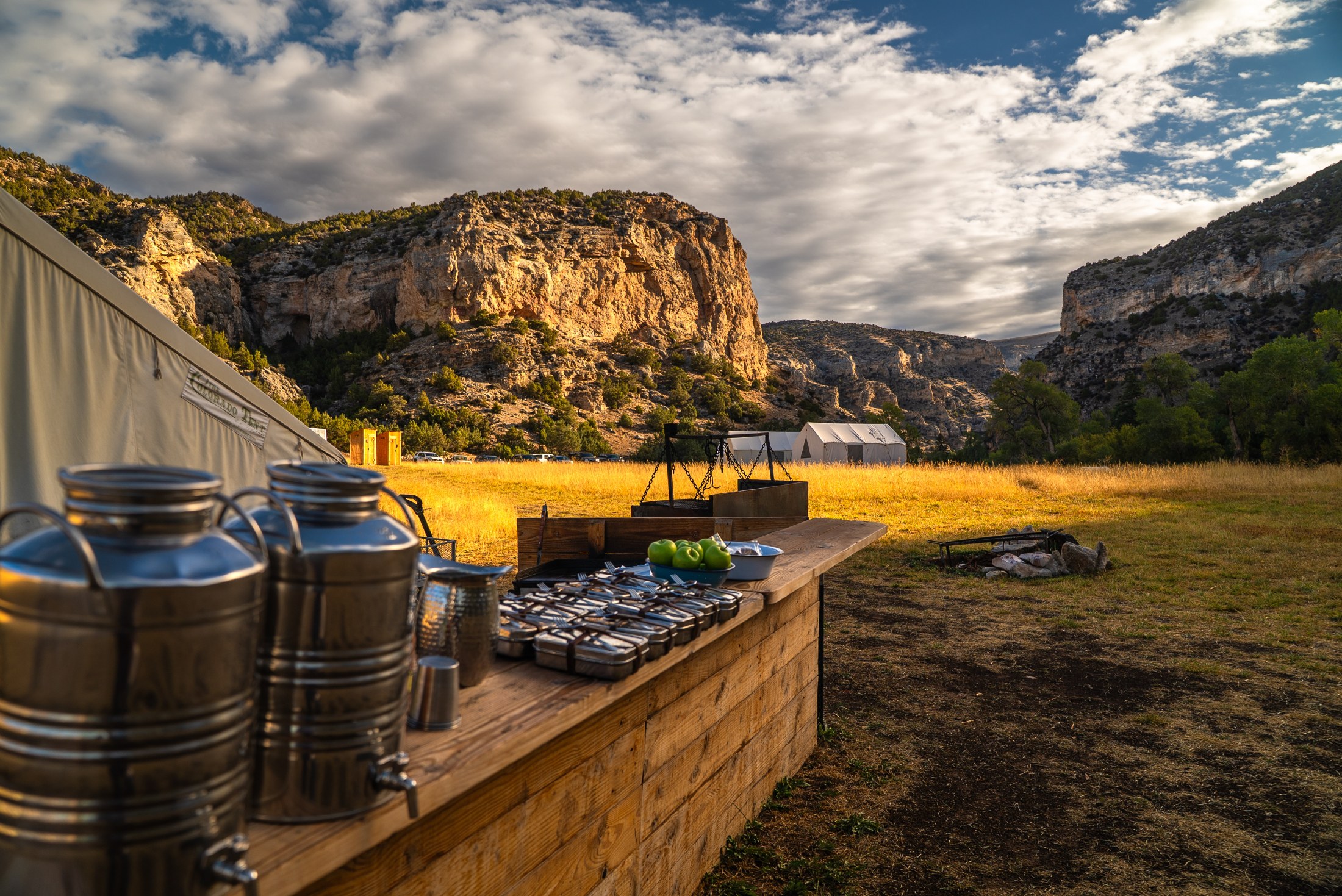 The camp kitchen table below the cliffs of Paintrock Canyon, Wyoming